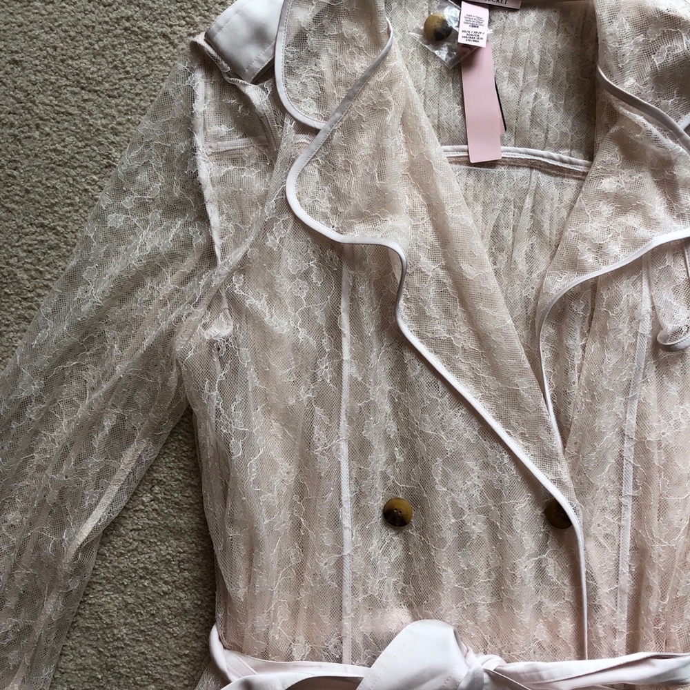 Victoria's Secret VS Ivory Blush Pink Lace Kimono Robe Bridal Sleepwear XS/S - Picture 6 of 12